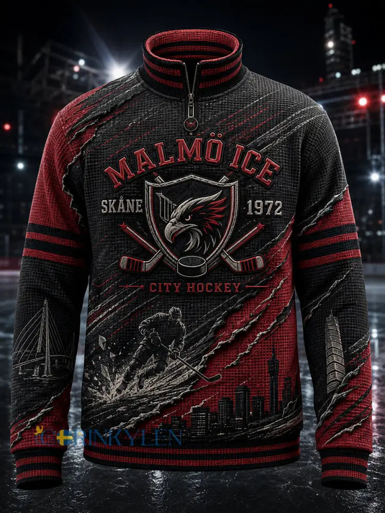 Herrarnas svenska ishockeytröja Malmö Redhawks – favorit för waffelmönstrade långärmade tröjor - A / S
