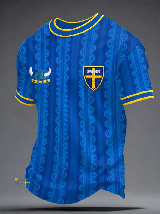 Herrarnas Sverige Fotbollslärd Tryckt T-shirt - blå / S