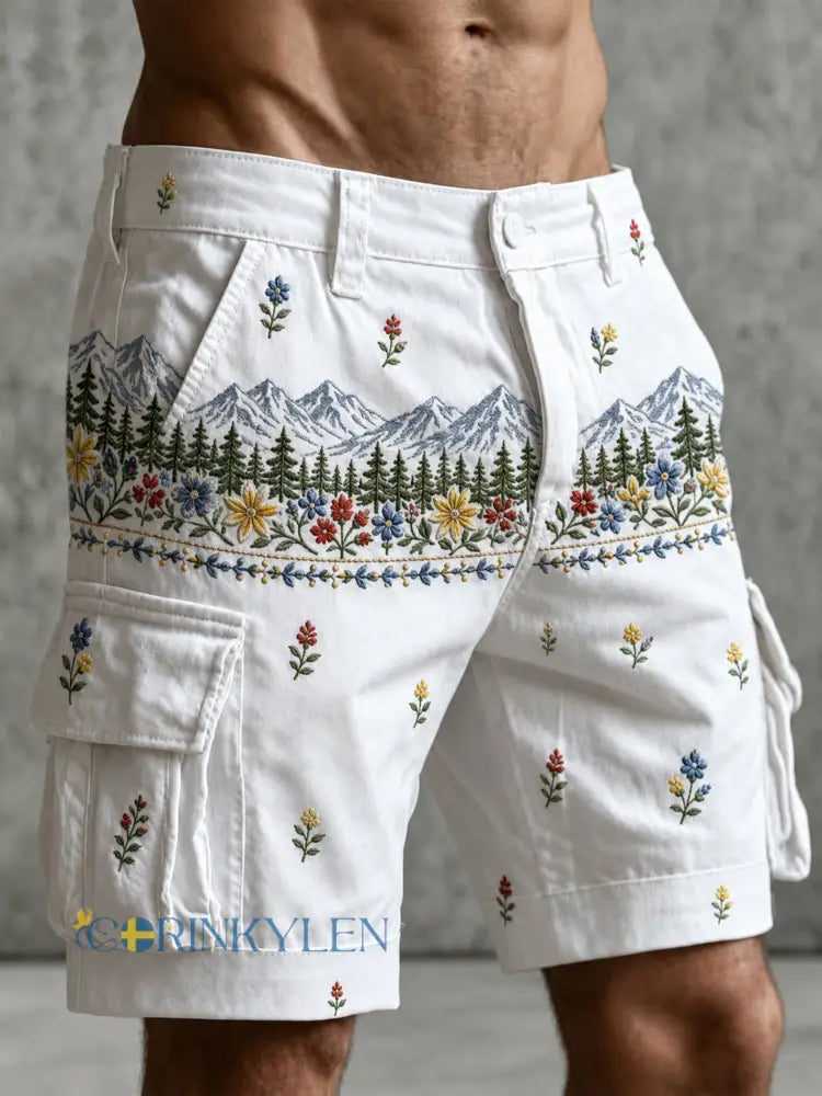 Herrbyxor med konsttryck till minne av midsommardagen i Sverige - A / S