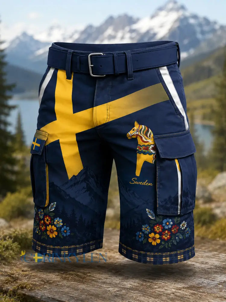 Herrbyxor med konsttryck till minne av midsommardagen i Sverige - A / S