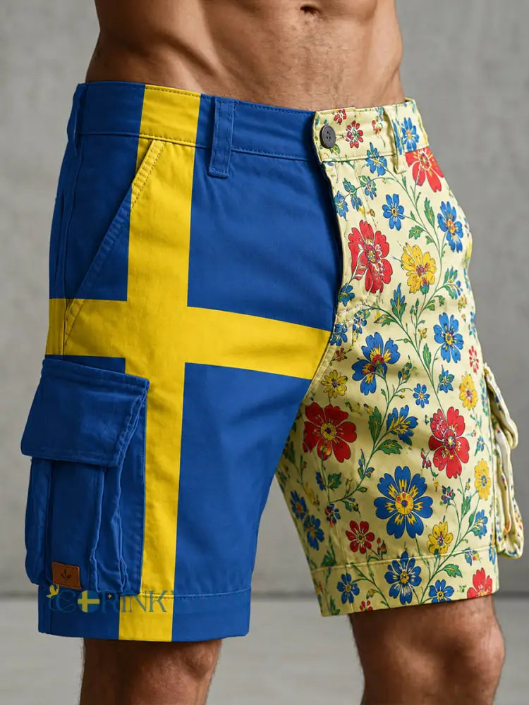 Herrbyxor med konsttryck till minne av midsommardagen i Sverige - A / S