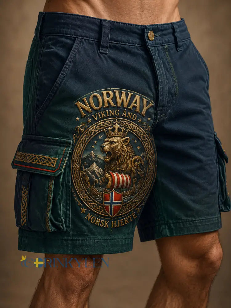 Herrbyxor med norsk vikingtematisk patriotisk minneskonsttryck - A / S