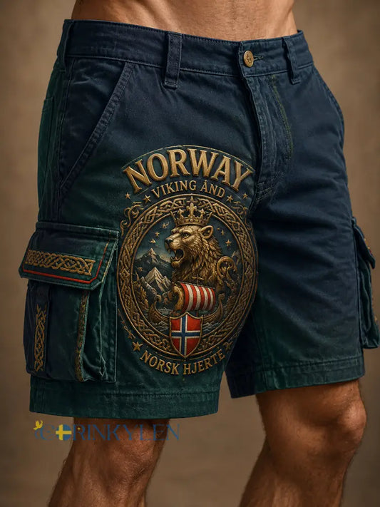 Herrbyxor med norsk vikingtematisk patriotisk minneskonsttryck - A / S