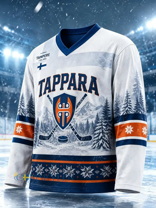 Herrens Finland Ishockey Tappara V-Hack Lång ärm T-shirt - A / S