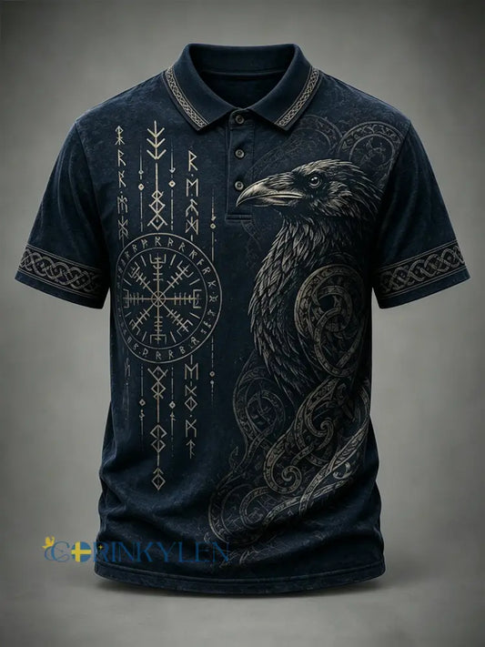 Herrens Retro Viking Element Skriv ut Short-Sleeve Polo tröj - A / S