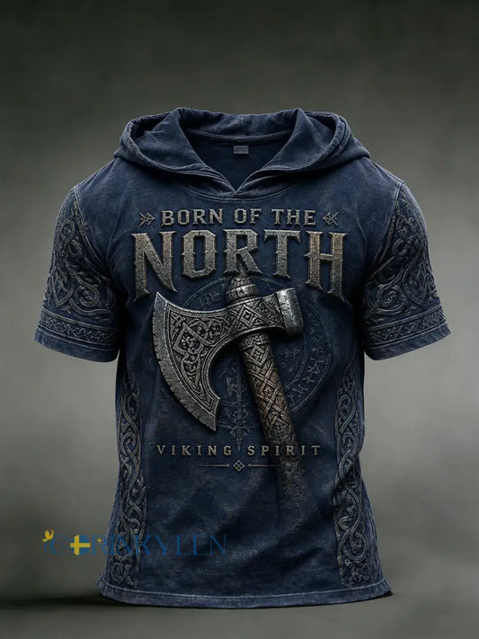 Herrens Retro Viking Print Short-Sleeve Sweatshirt - A / S