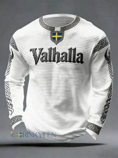 Herrens svenska Viking-stil Valhalla Våffle Topp - som bild / S