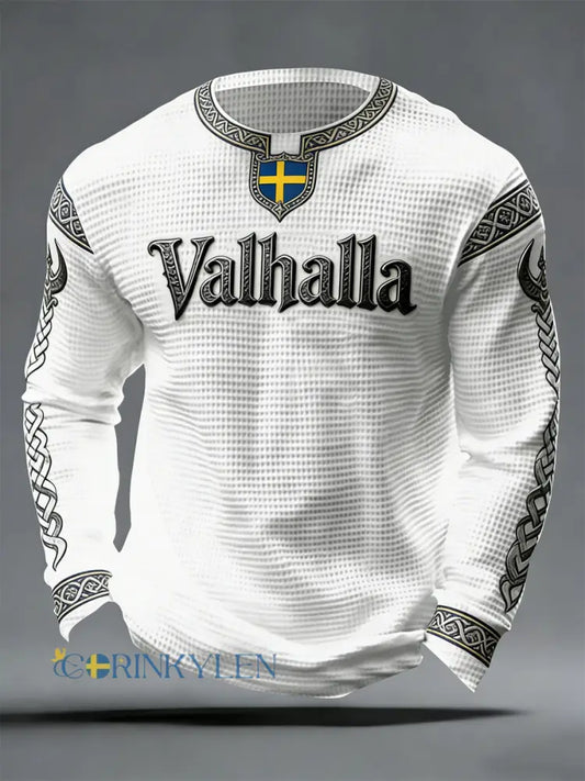 Herrens svenska Viking-stil Valhalla Våffle Topp - som bild / S