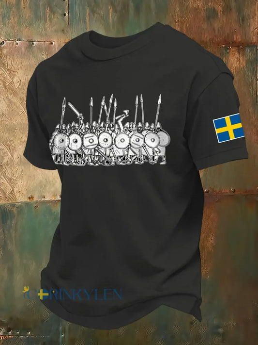 Herrens svenska Viking-tema tryckt T-shirt - A / S