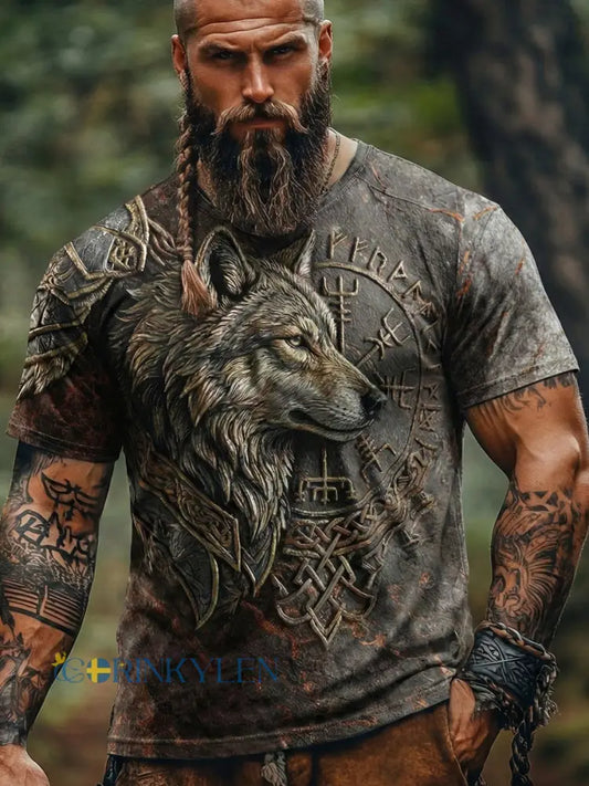 Herrens t-shirt i vikinga stil. - som bild / S