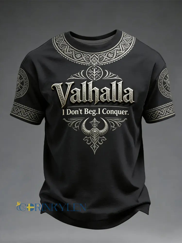 Herrens Viking-stil Valhalla T-shirt - som bild / S