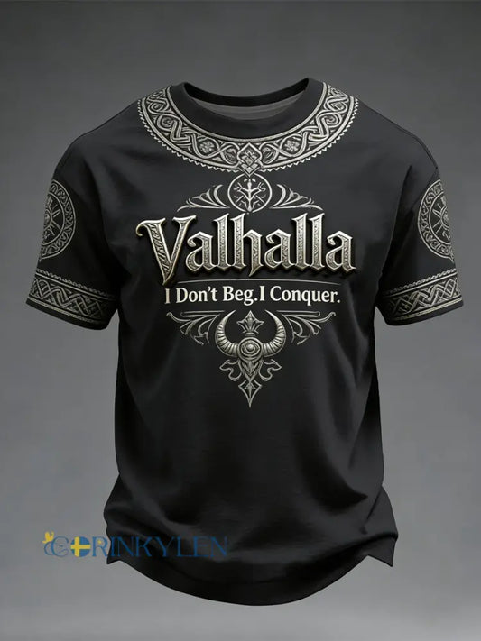 Herrens Viking-stil Valhalla T-shirt - som bild / S
