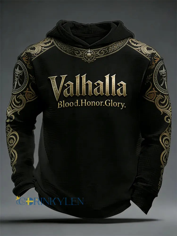 Herrens vikinga-stil Valhalla Våffle Hoodie Valhalla - som bild / S