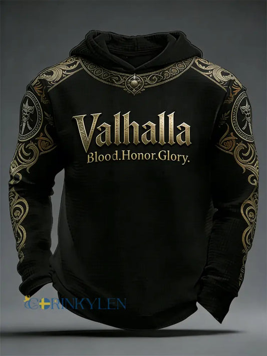 Herrens vikinga-stil Valhalla Våffle Hoodie Valhalla - som bild / S