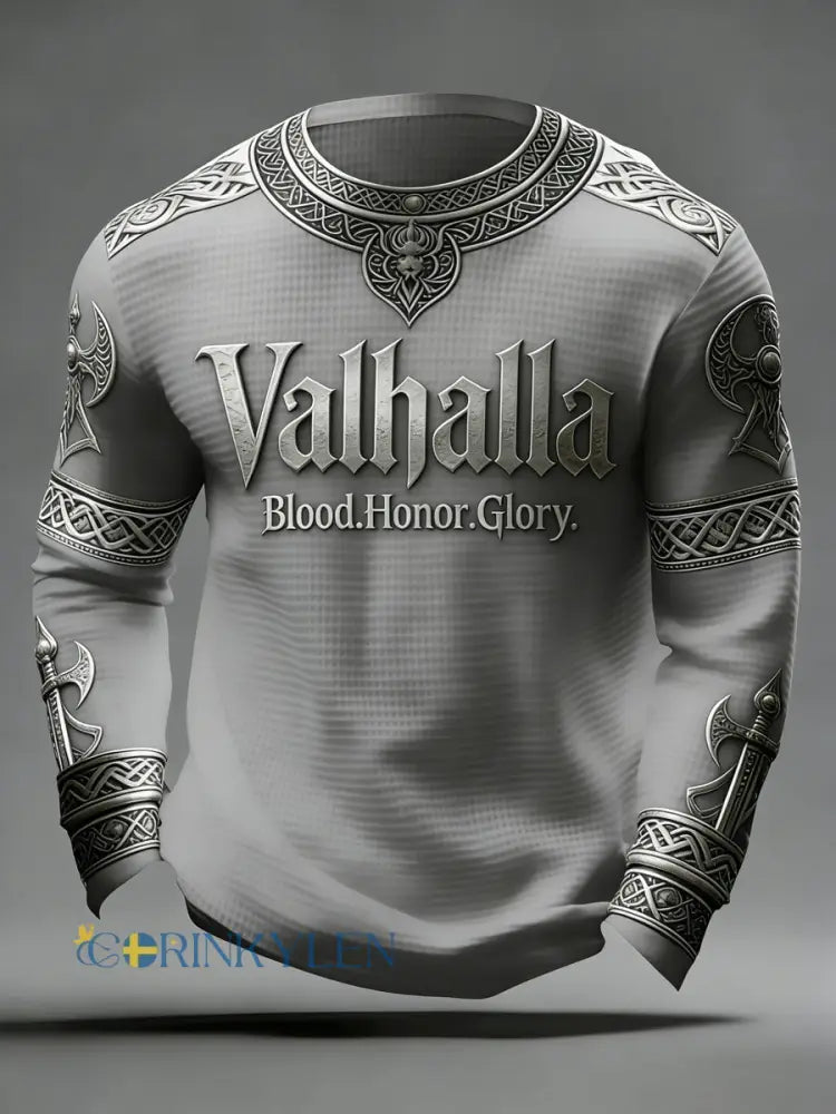 Herrens vikinga-stil Valhalla Våffle Topp - grå / S