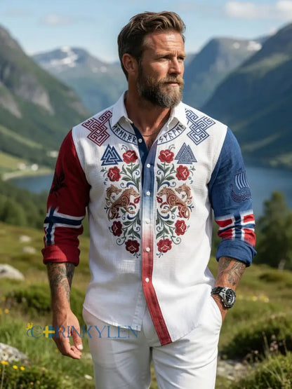 Herrens Vintage norska Symmetriska mönster Casual tröja