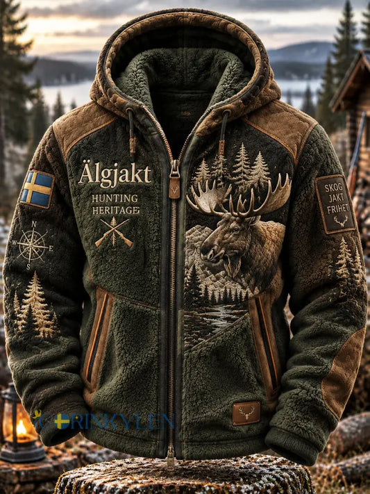 Herrjacka i nordisk fleecetyg från Moose & Compass - som bild / S