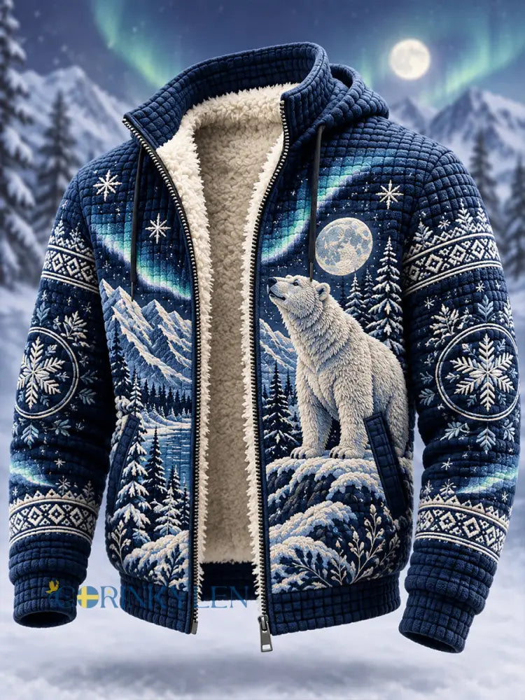 Herrjacka med nordisk skogsdyr fodrad med fleece och med huva - A / S