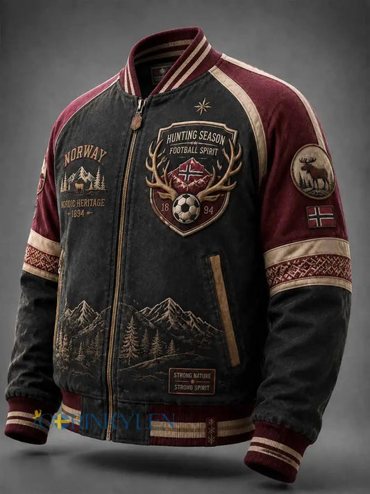 Herrjacka med retrotryck av en skog och fotboll - som bild / S