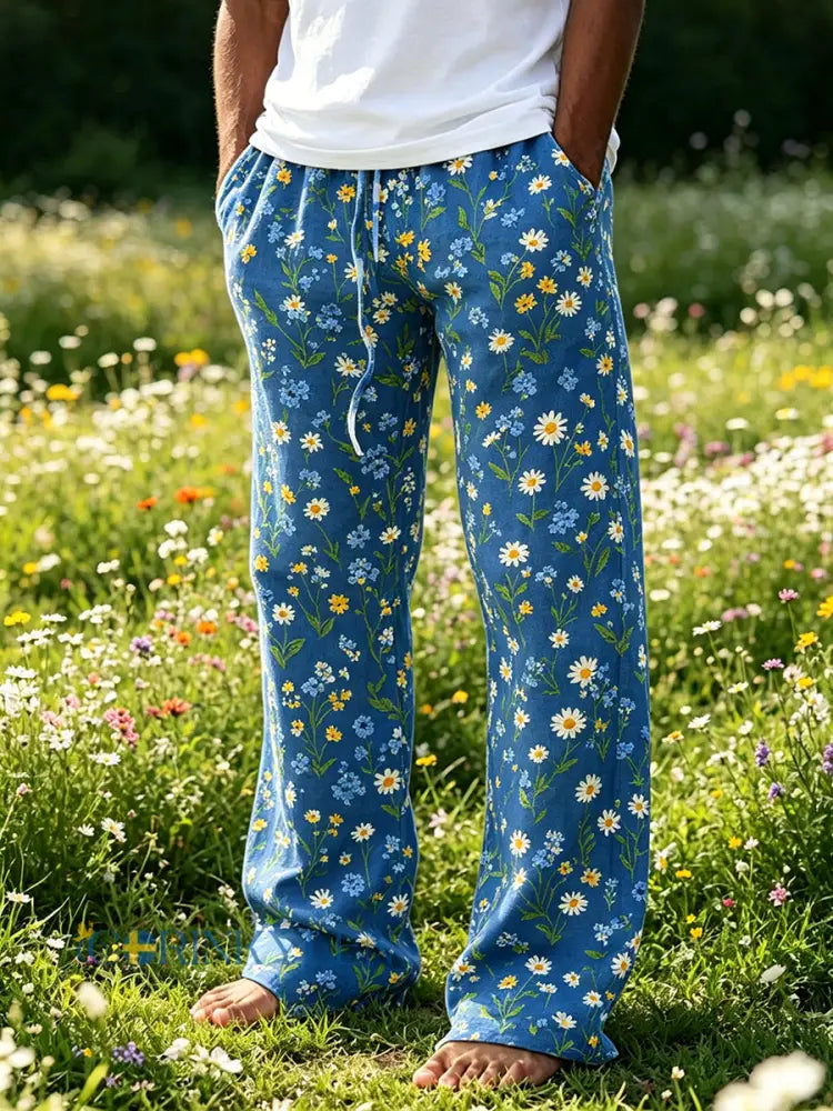 Herrkläder Midsommar Blommig tryck Casual Byxor - A / S