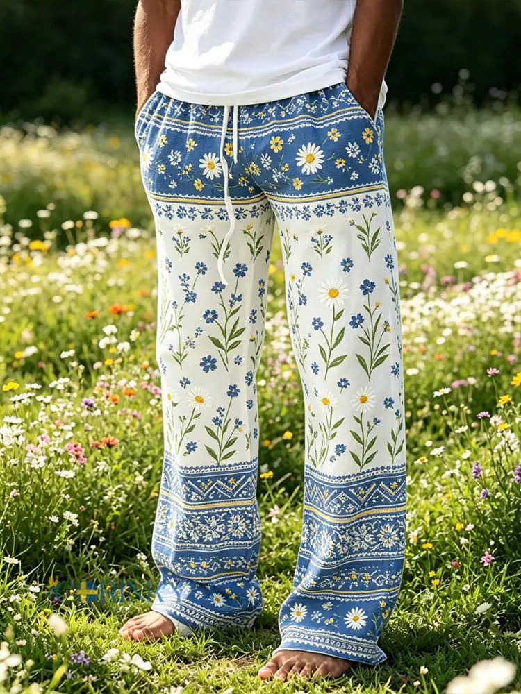 Herrkläder Midsommar Blommig tryck Casual Byxor - A / S