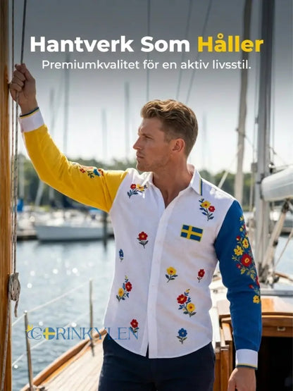 Herrkläder Svensk midsommarfest konsttryck långärmad tröja