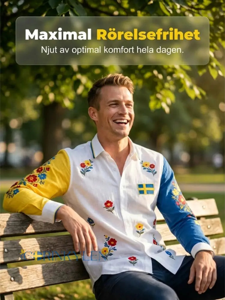 Herrkläder Svensk midsommarfest konsttryck långärmad tröja
