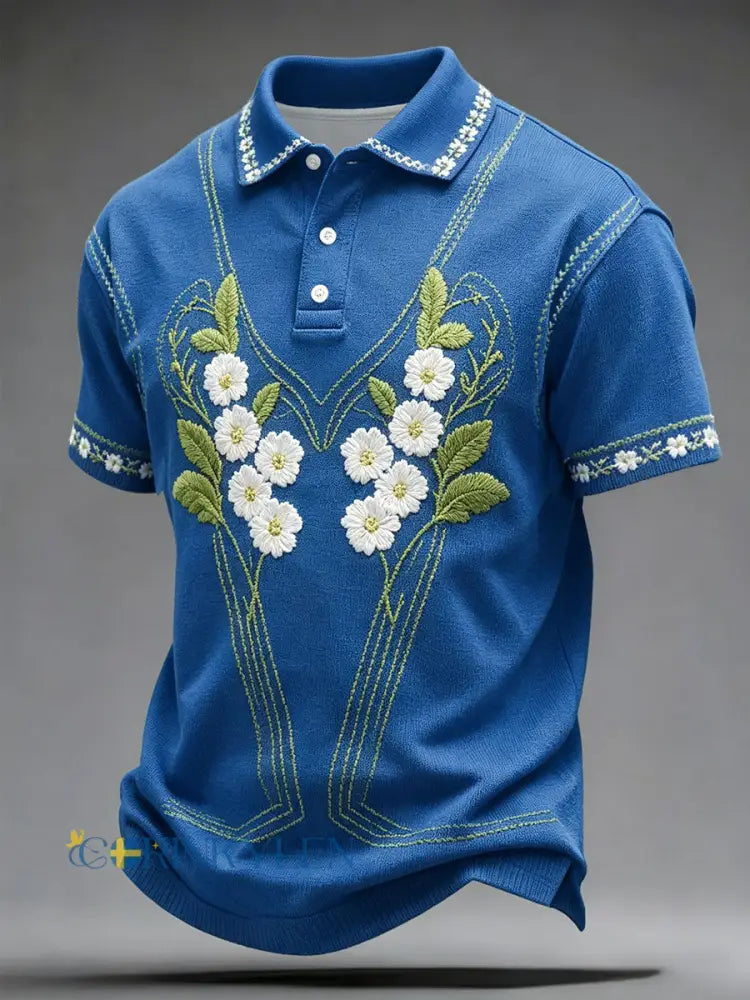 Herrkläder Sverige Blommiga konsttryck Casual toppar - blå / S
