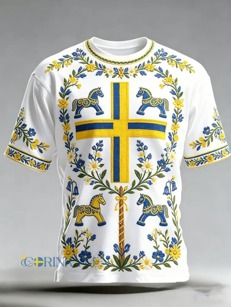 Herrkonsttryck med minne av Sveriges nationaldag kortärmad t-shirt - A / S