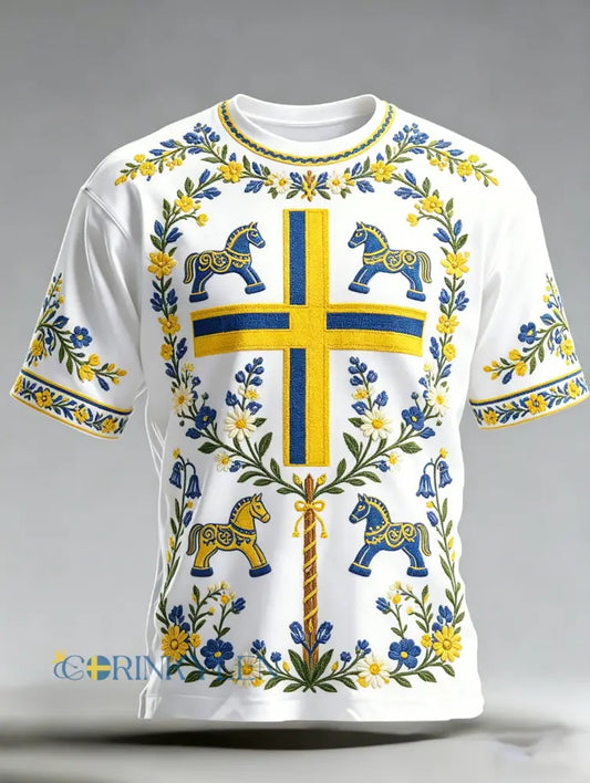 Herrkonsttryck med minne av Sveriges nationaldag kortärmad t-shirt - A / S