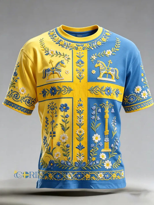 Herrkonsttryck med minne av Sveriges nationaldag kortärmad t-shirt - A / S