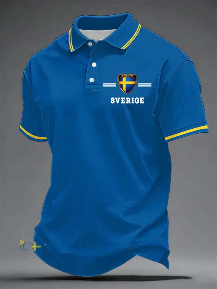 Herrkonsttryck på svensk språk casual topp - blå / S