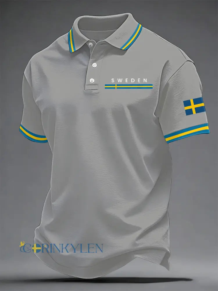 Herrkonsttryck på svensk språk casual topp - grå / S