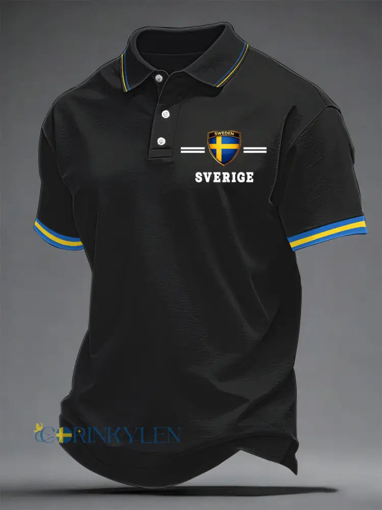 Herrkonsttryck på svensk språk casual topp - svart / S