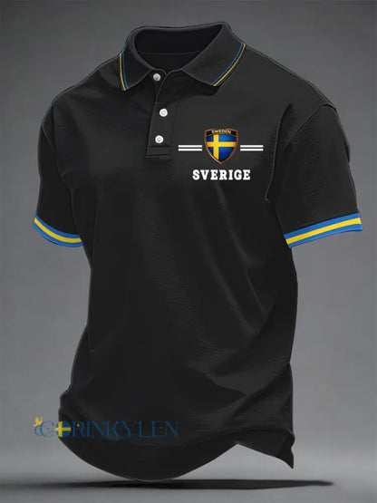 Herrkonsttryck på svensk språk casual topp - svart / S
