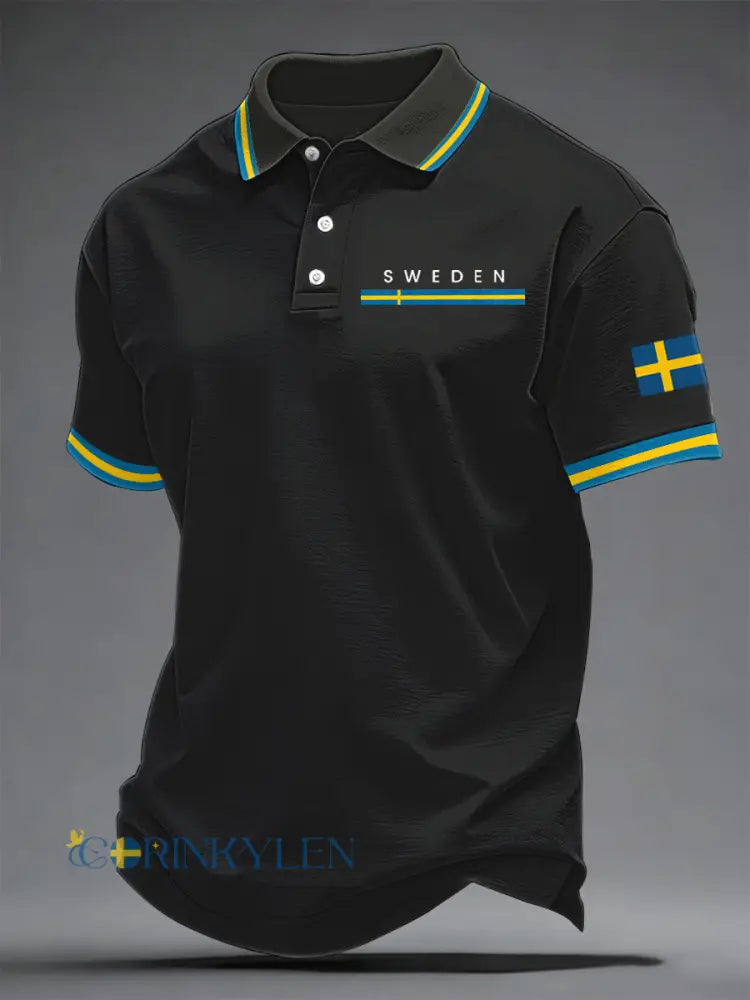 Herrkonsttryck på svensk språk casual topp - svart / S
