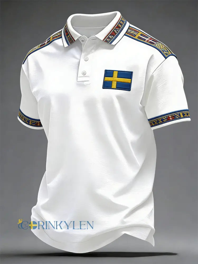 Herrkonsttryck på svensk språk casual topp - vit / S