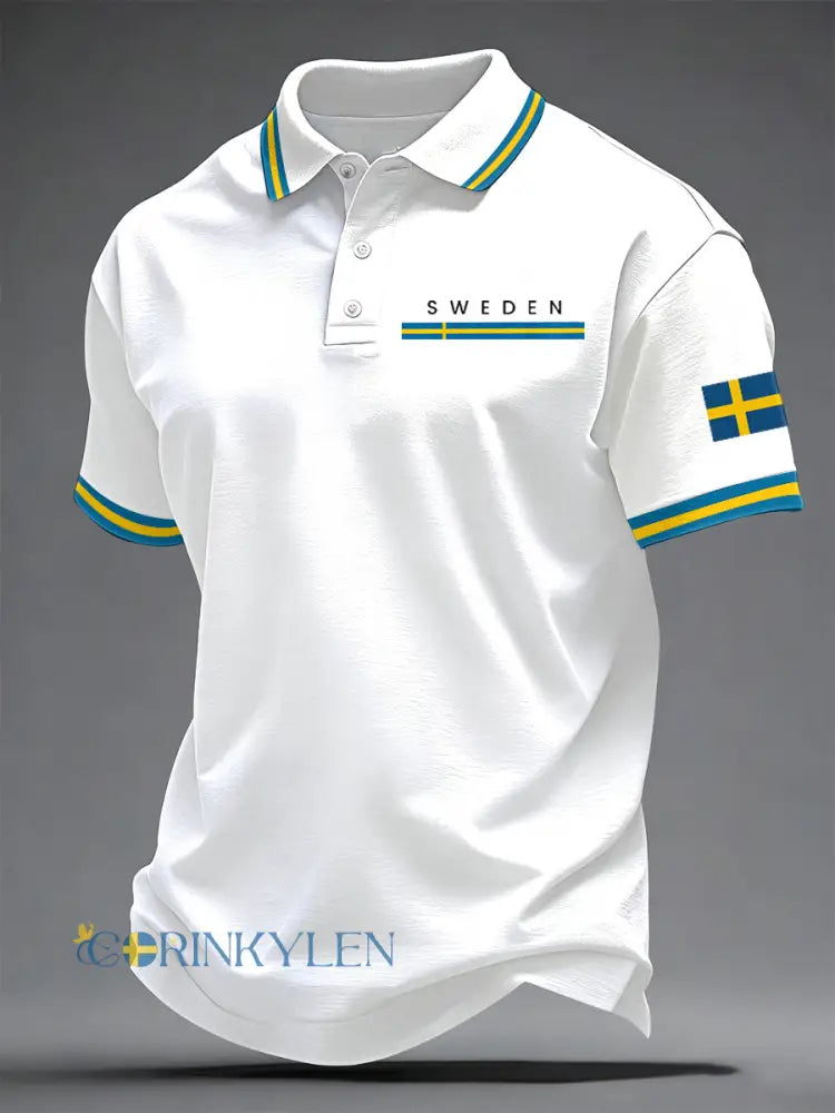 Herrkonsttryck på svensk språk casual topp - vit / S