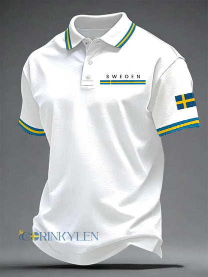 Herrkonsttryck på svensk språk casual topp - vit / S