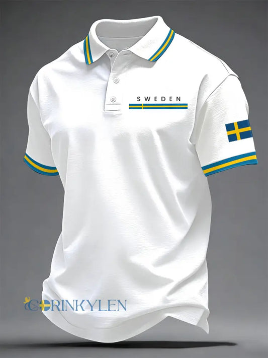 Herrkonsttryck på svensk språk casual topp - vit / S