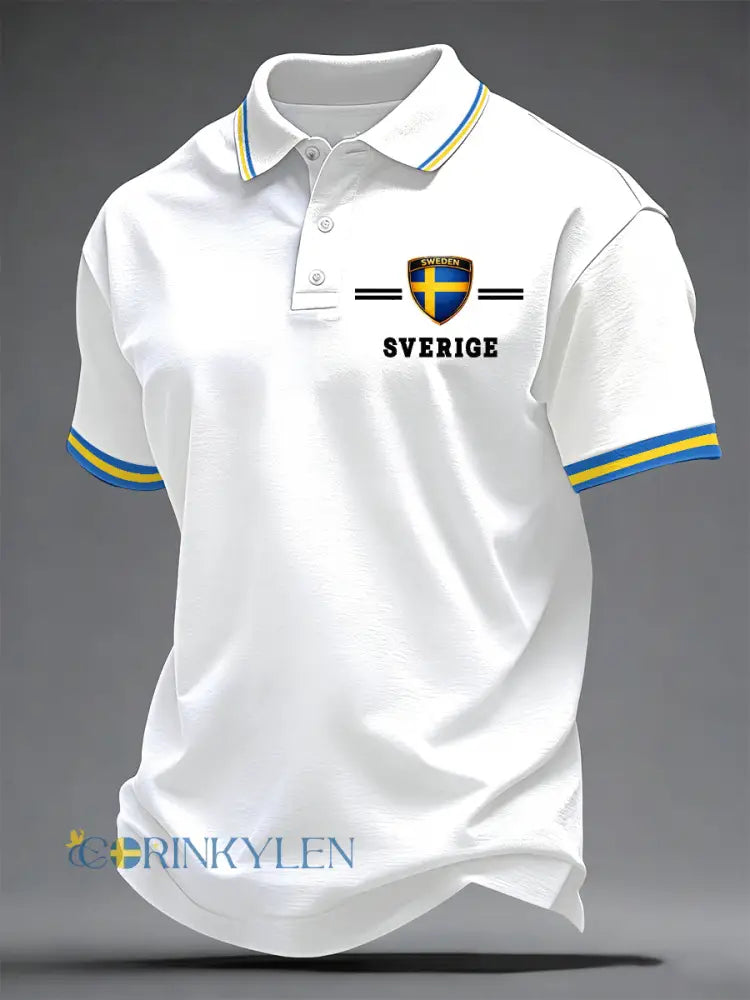 Herrkonsttryck på svensk språk casual topp - vit / S