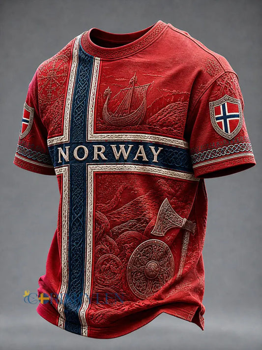Herrlig avslappnad t-shirt med norsk vikinganda - som bild / S