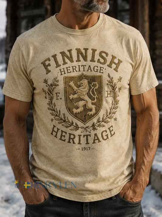 Herrlig retro finsk självständighetsdags-T-shirt med korta ärmar - Aprikot / S