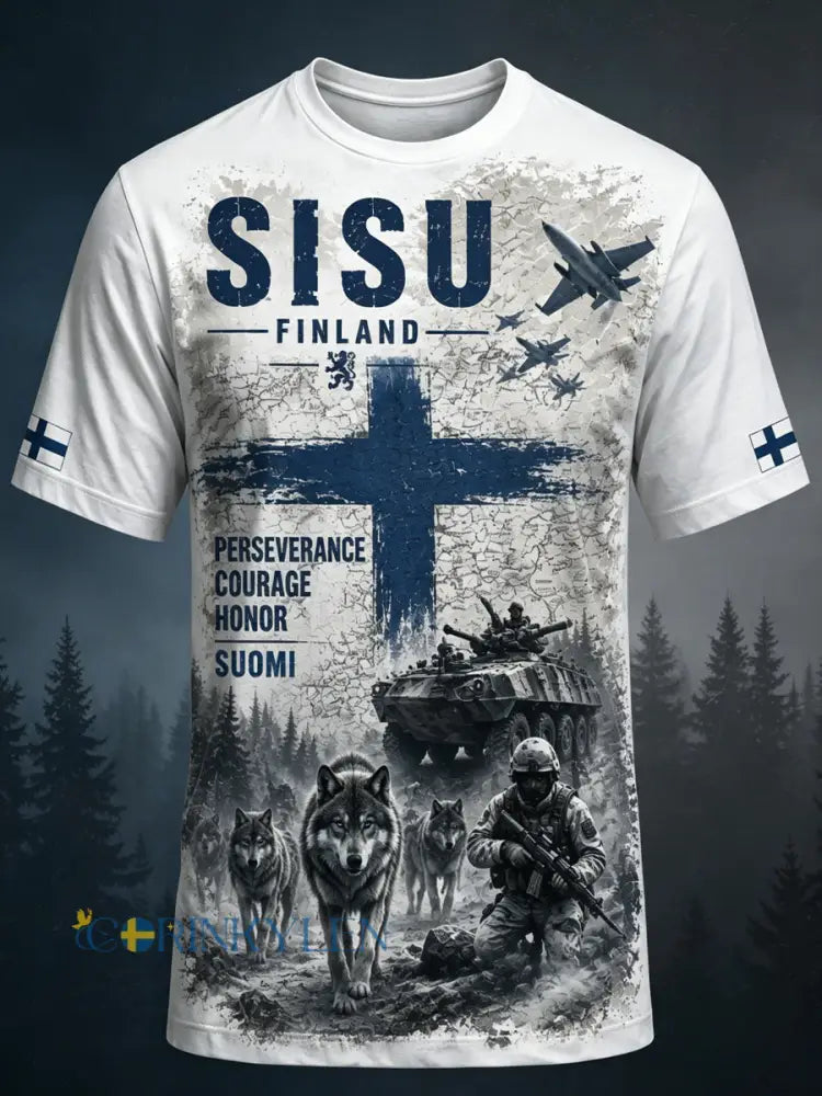 Herrlig retrofinländsk veterantröja med rund hals och Sisu-anda - A / S