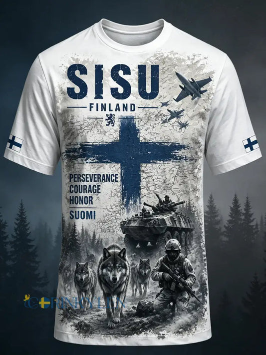Herrlig retrofinländsk veterantröja med rund hals och Sisu-anda - A / S