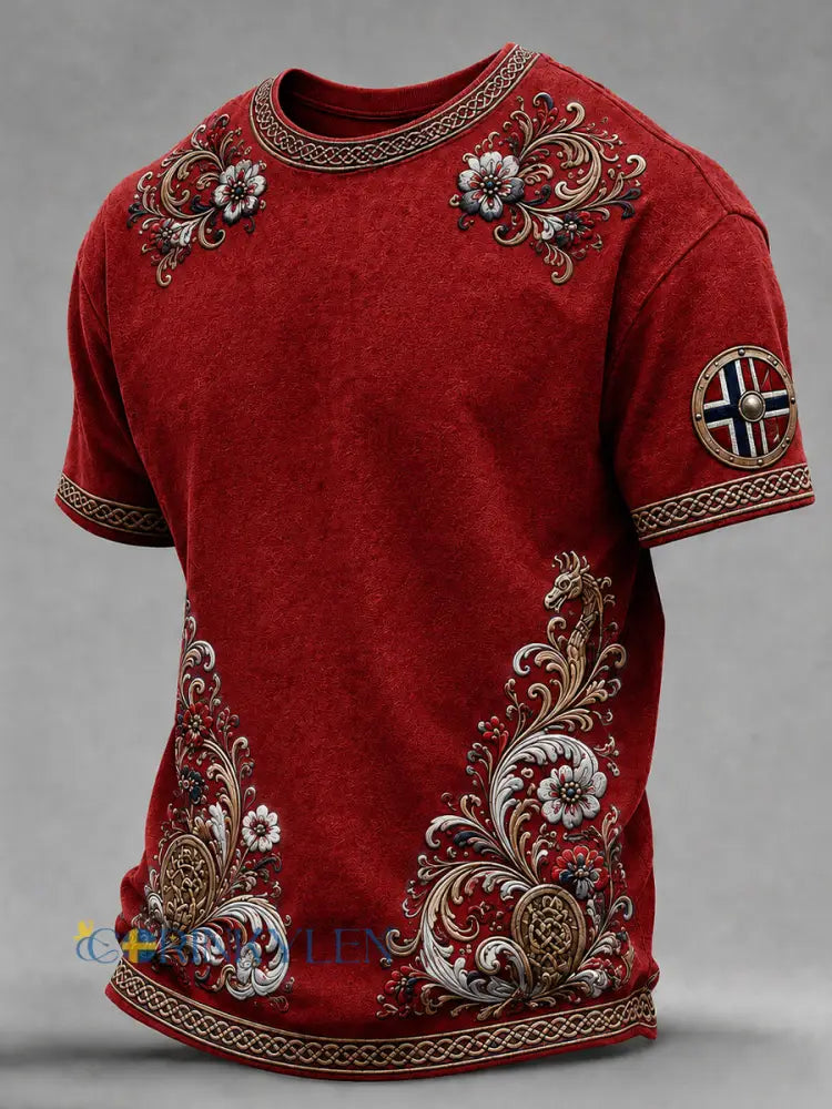 Herrlig retrostilad fritidsjersey i nordisk stil med norsk konsttryck - A / S