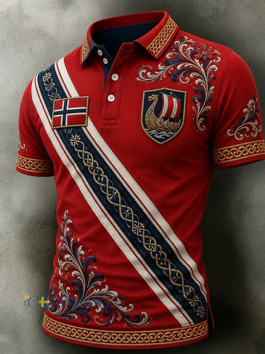 Herrlig retrostilad fritidsjersey i nordisk stil med norsk konsttryck - A / S