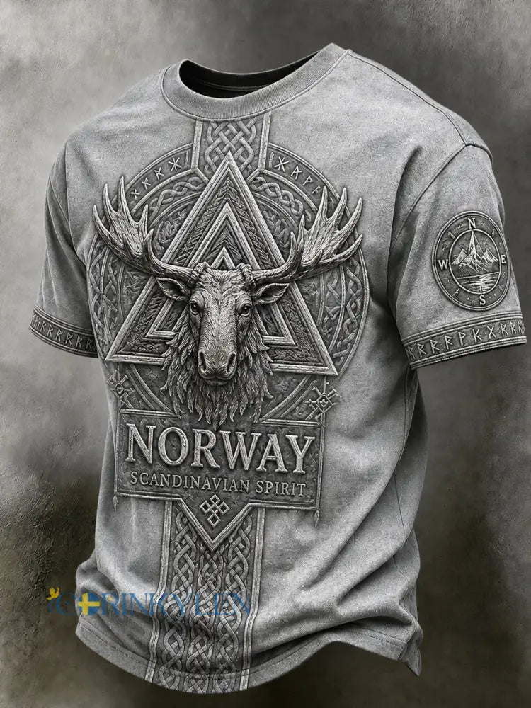 Herrlig retrostilad fritidsjersey i nordisk stil med norsk konsttryck - A / S