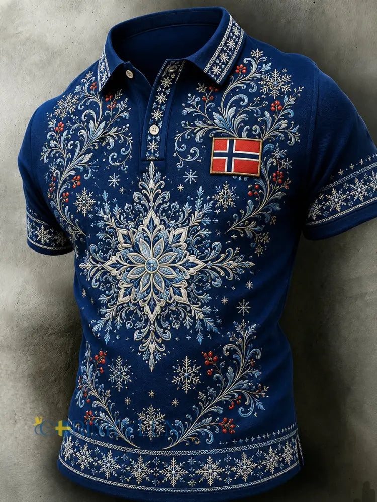 Herrlig retrostilad fritidsjersey i nordisk stil med norsk konsttryck - A / S