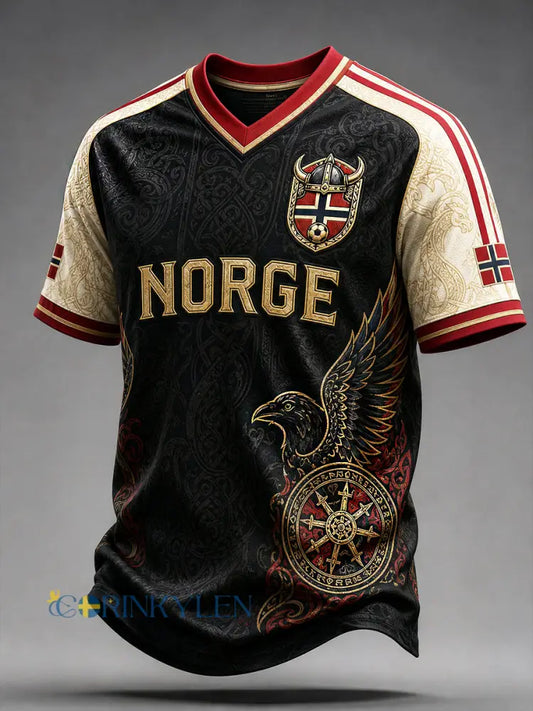Herrlig retrotröja i nordisk stil för norska fotbollssupportrar med konstnärlig printning - A / S